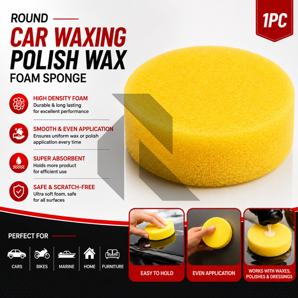 Round Car Waxing Polish Wax Foam Sponge – High Density Scratch-Free Applicator Pad