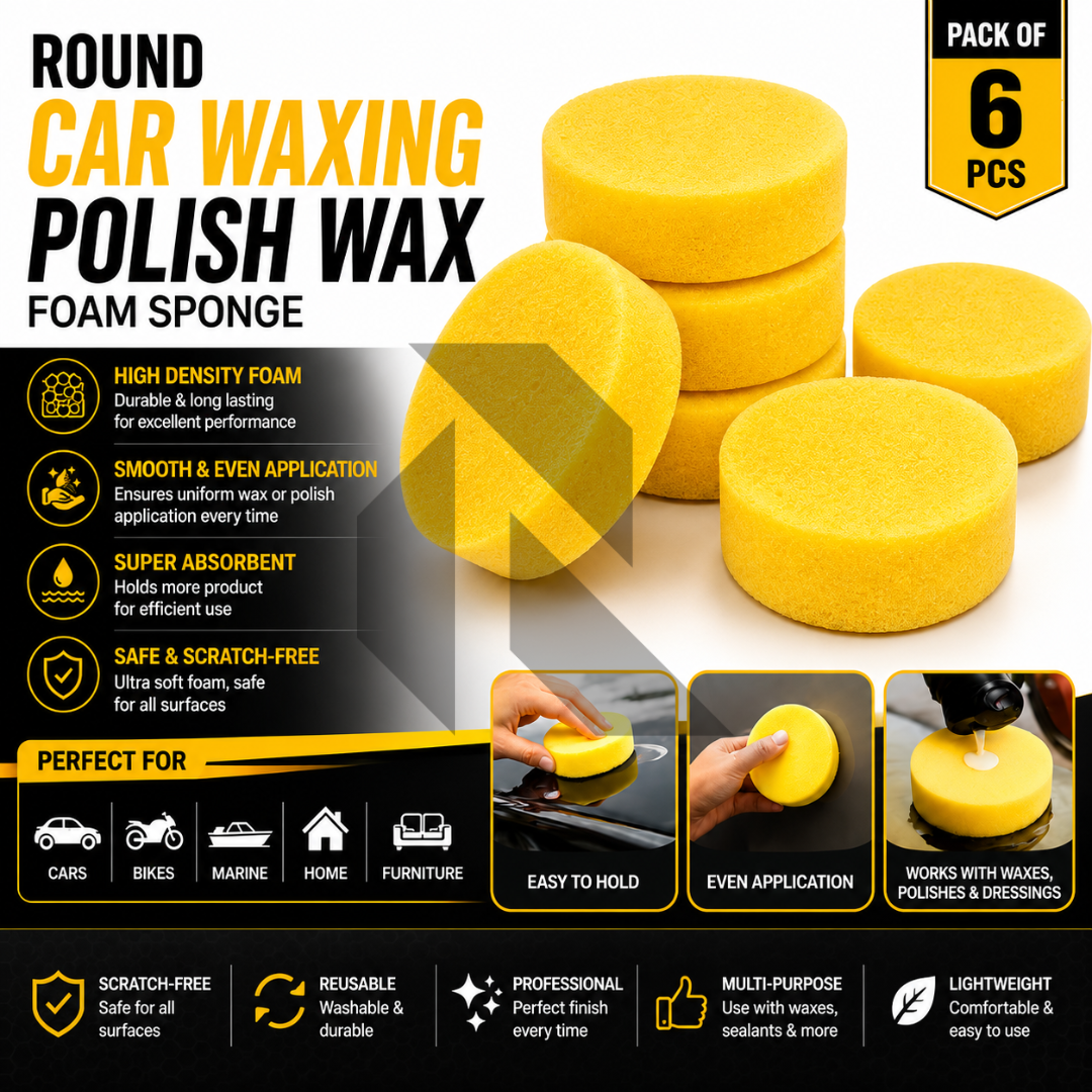 Round Car Waxing Polish Wax Foam Sponge – High Density Scratch-Free Applicator Pad