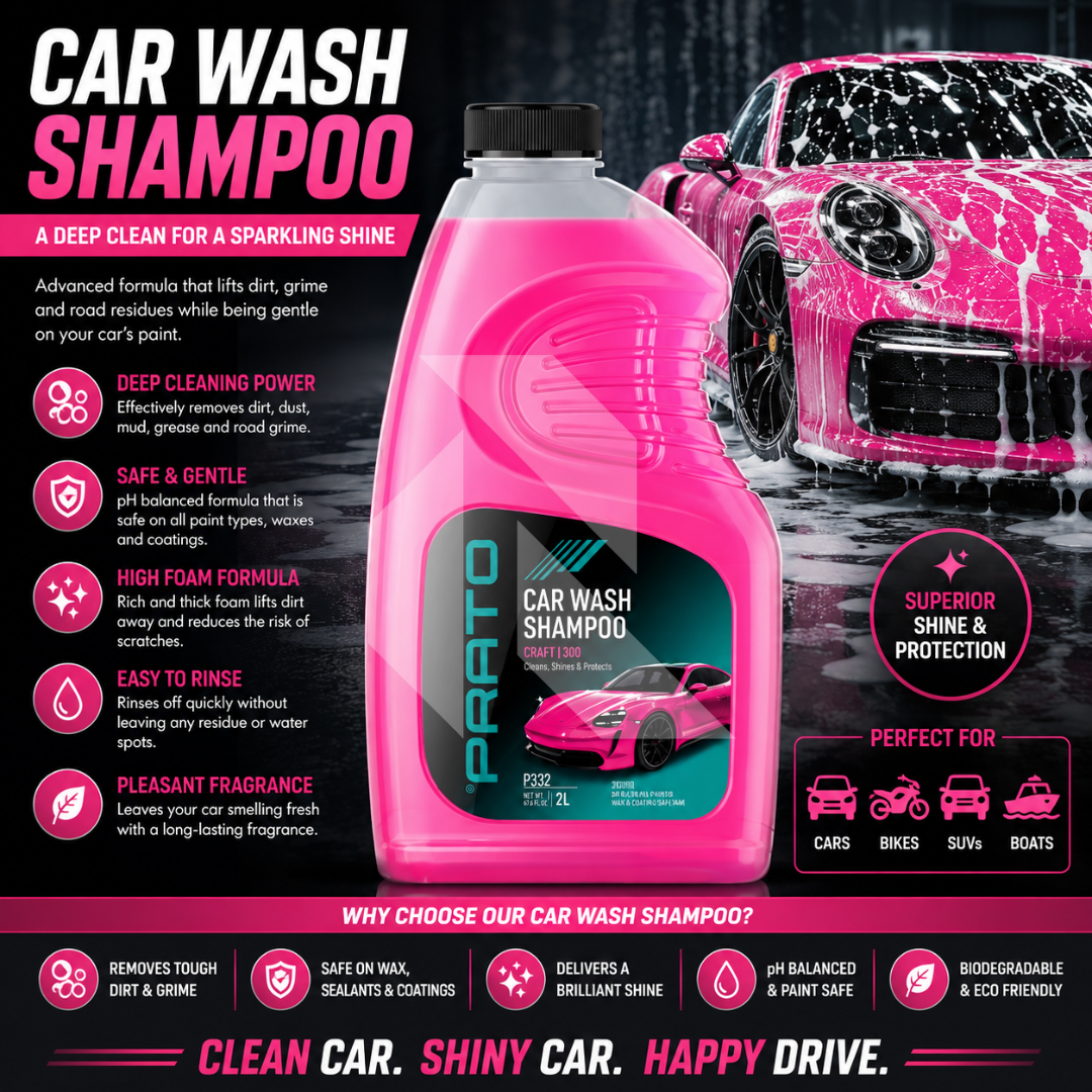 PRATO Car Wash Shampoo 2L – High Foam Car Cleaning Shampoo for Spotless Shine