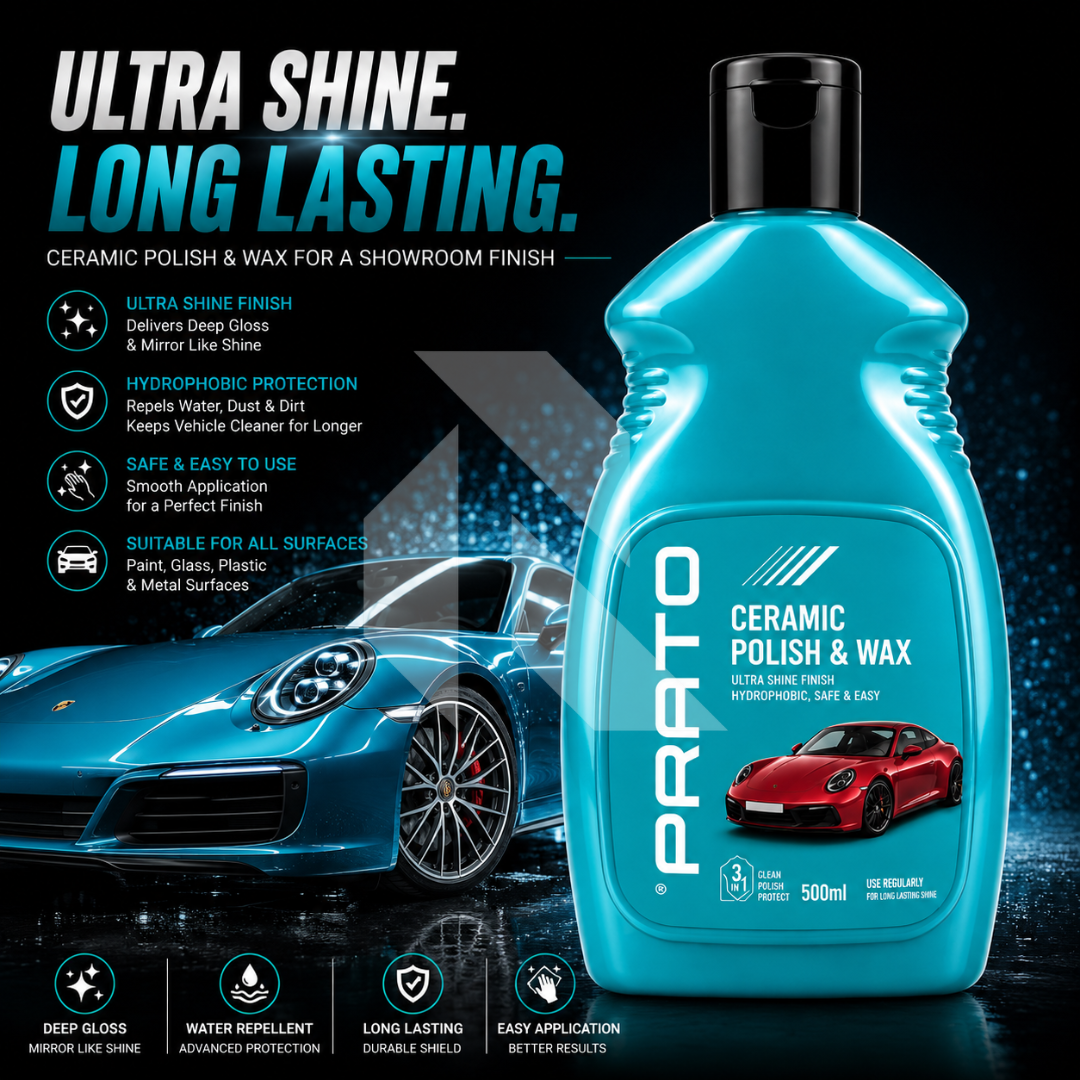 PRATO Ceramic Polish & Wax – 3-in-1 Ceramic Shine, Polish & Paint Protection