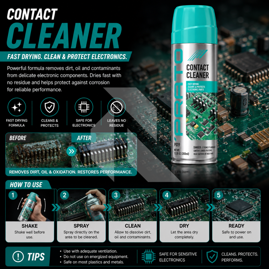 PRATO Contact Cleaner – Fast Drying Electrical Contact & Electronic Component Cleaner Spray