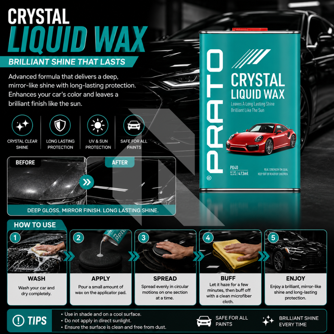 PRATO Crystal Liquid Wax – High Gloss Paint Protection & Long-Lasting Shine Formula