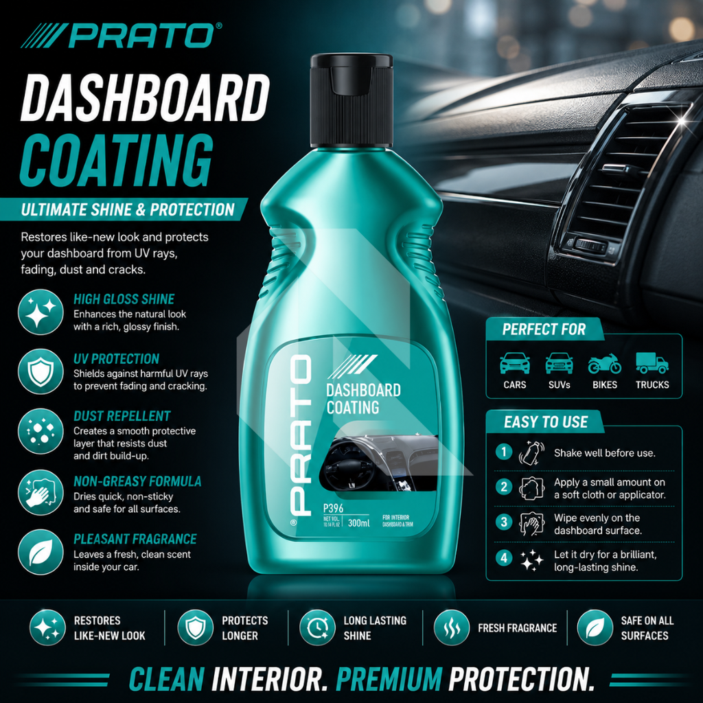 PRATO Dashboard Coating – Interior Dashboard Restorer, Shine Enhancer & Dust Repellent