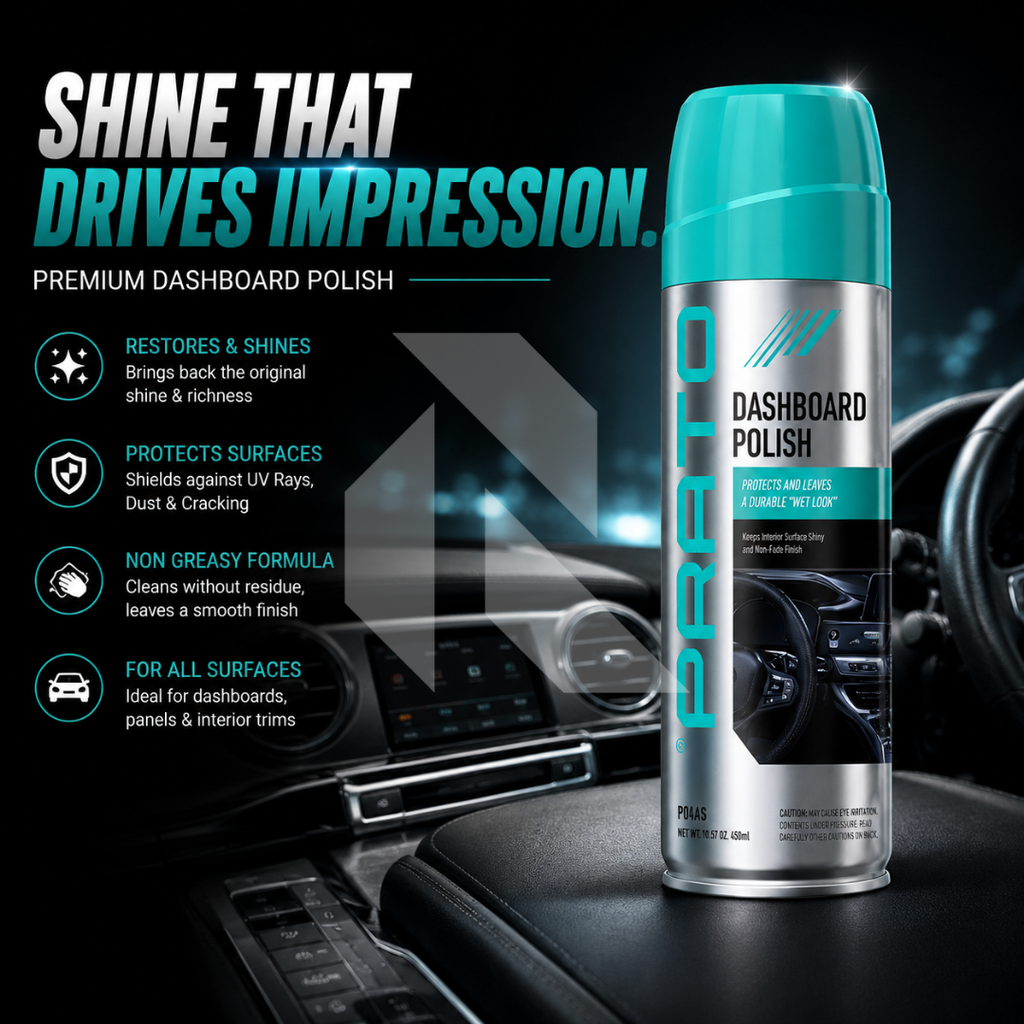 PRATO Dashboard Polish 450ML – Interior Shine & Protection Spray for Dashboard, Plastic & Vinyl