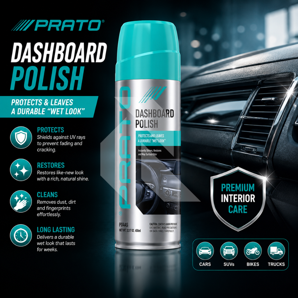 PRATO Dashboard Polish 450ML – Interior Shine & Protection Spray for Dashboard, Plastic & Vinyl