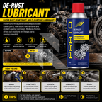 PRATO De-Rust Lubricant 450ML – Multi-Purpose Penetrating Oil, Rust Remover & Lubricant Spray