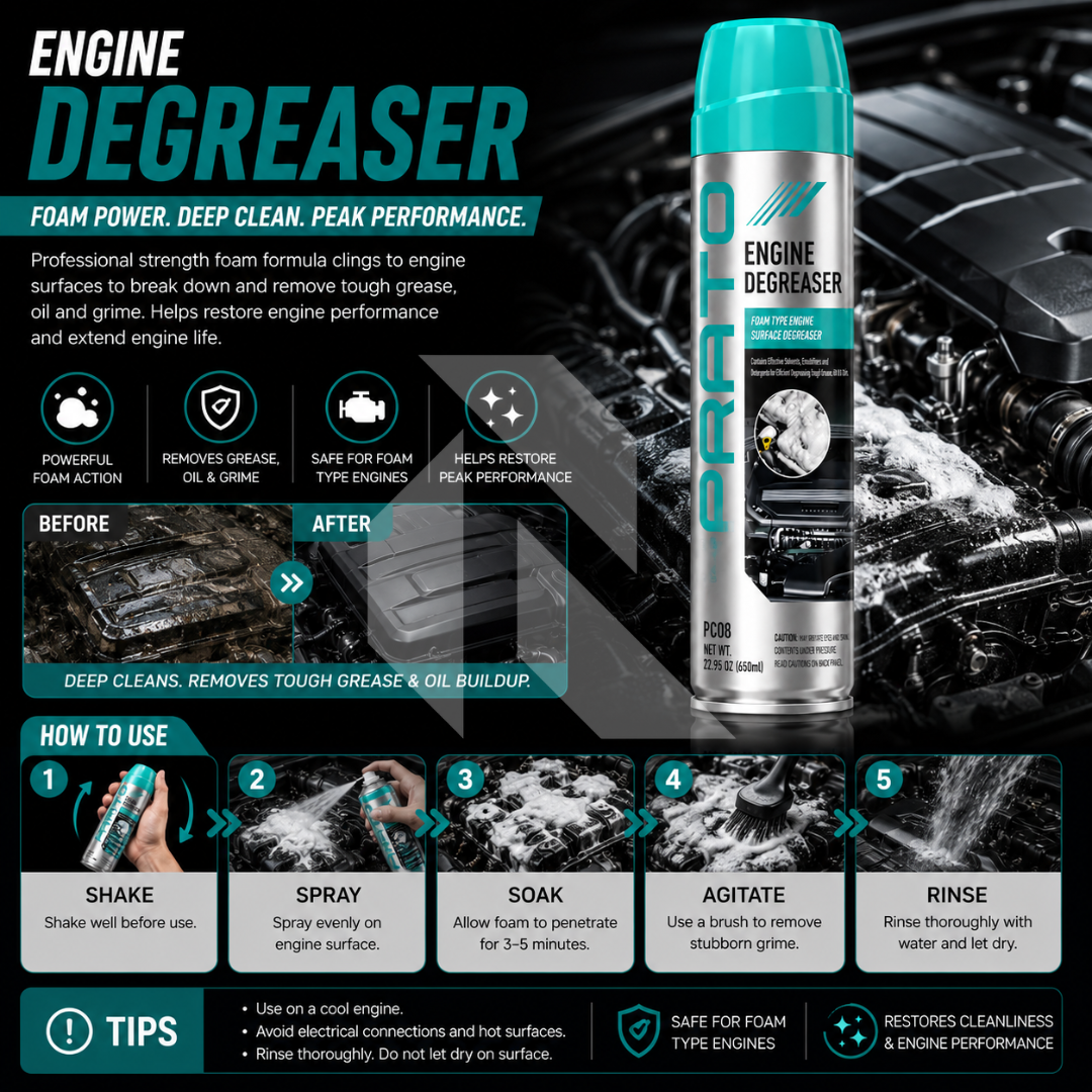 PRATO Engine Degreaser 650ML – Heavy Duty Engine Cleaner for Grease, Oil & Dirt Removal