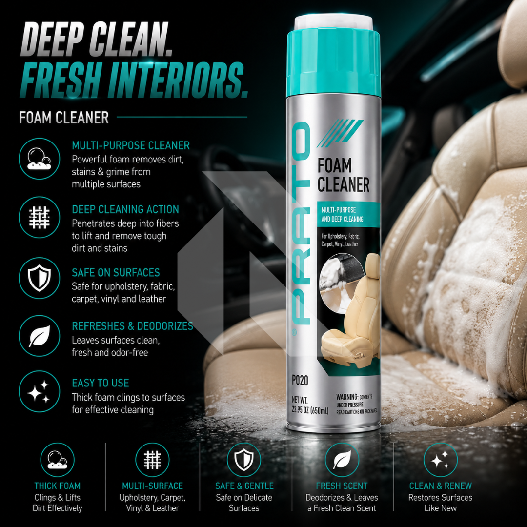 PRATO Foam Cleaner 650ML – Multi-Purpose Interior Cleaner for Car Seats, Dashboard, Carpet