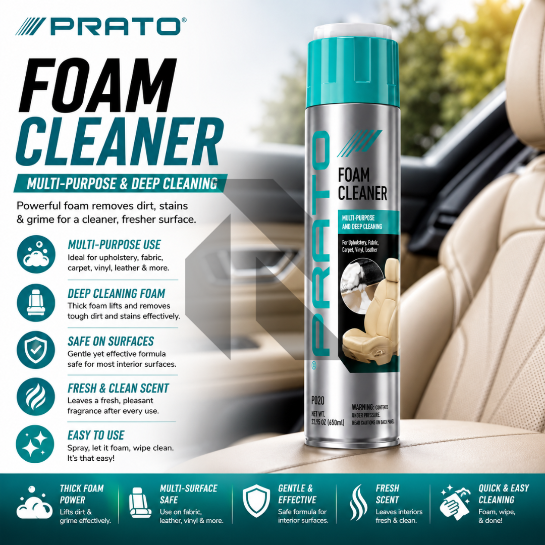 PRATO Foam Cleaner 650ML – Multi-Purpose Interior Cleaner for Car Seats, Dashboard, Carpet