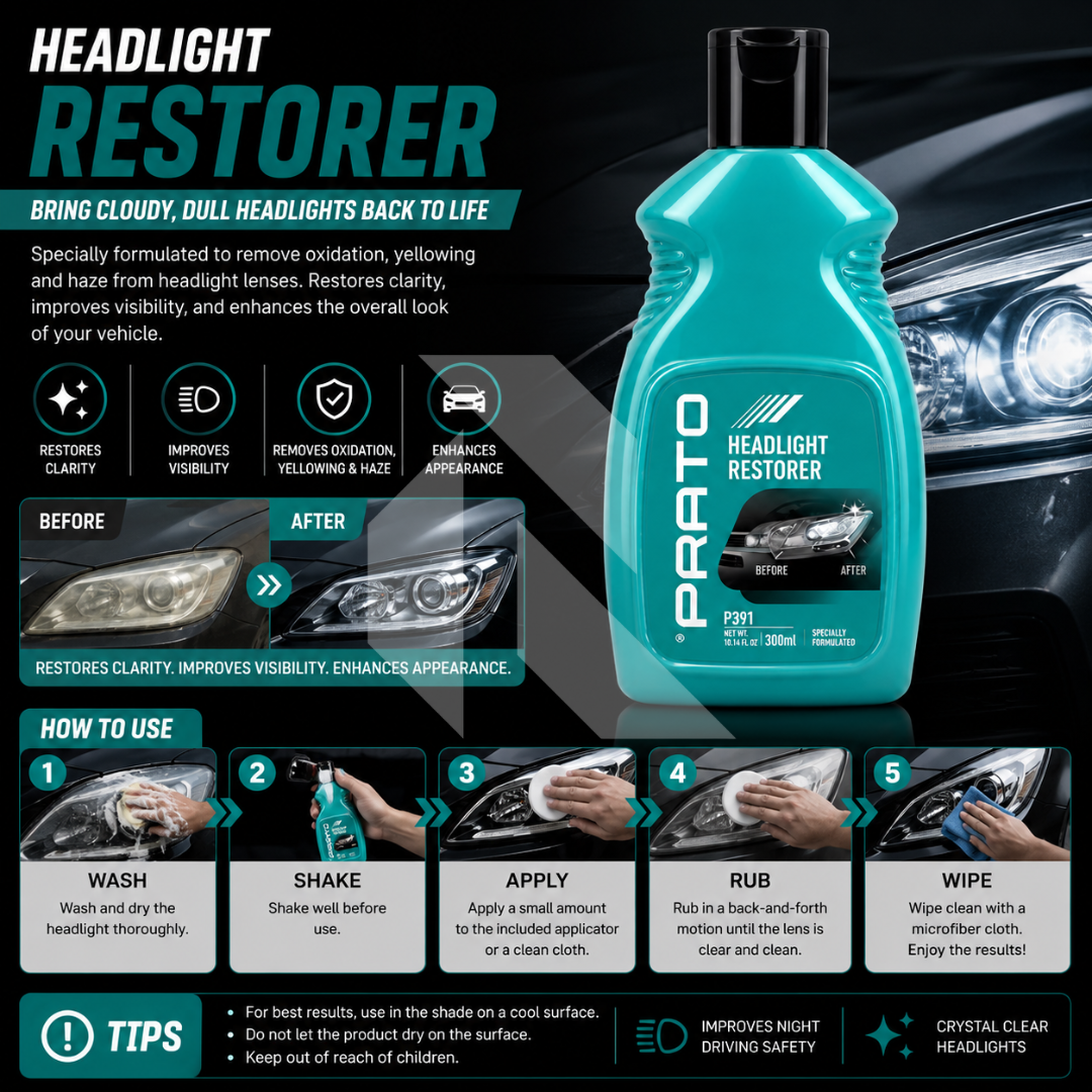 PRATO Headlight Restorer 300ML – Headlight Lens Restoration & Clarity Enhancement Solution