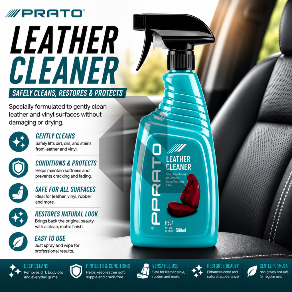 PRATO Leather Cleaner 500ML – Premium Leather Seat Cleaner & Conditioner for Car Interior Care
