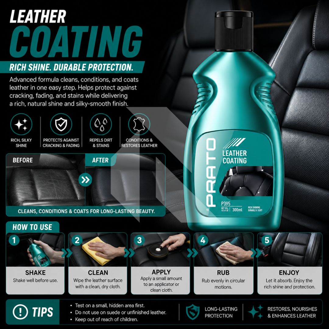 PRATO Leather Coating 300ML – Leather Protection & Shine Coating for Car Seats and Interior Surfaces