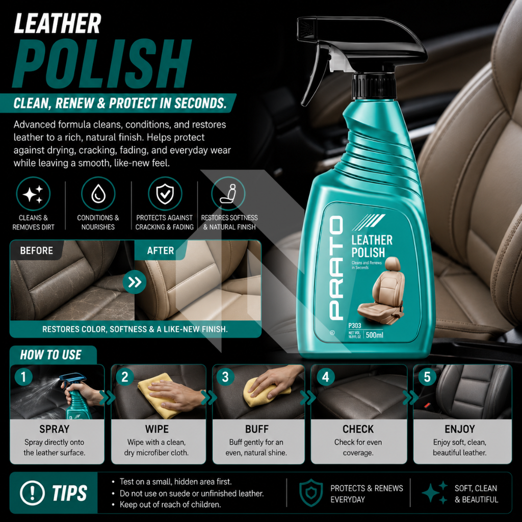 PRATO Leather Polish 500ML – Premium Leather Shine