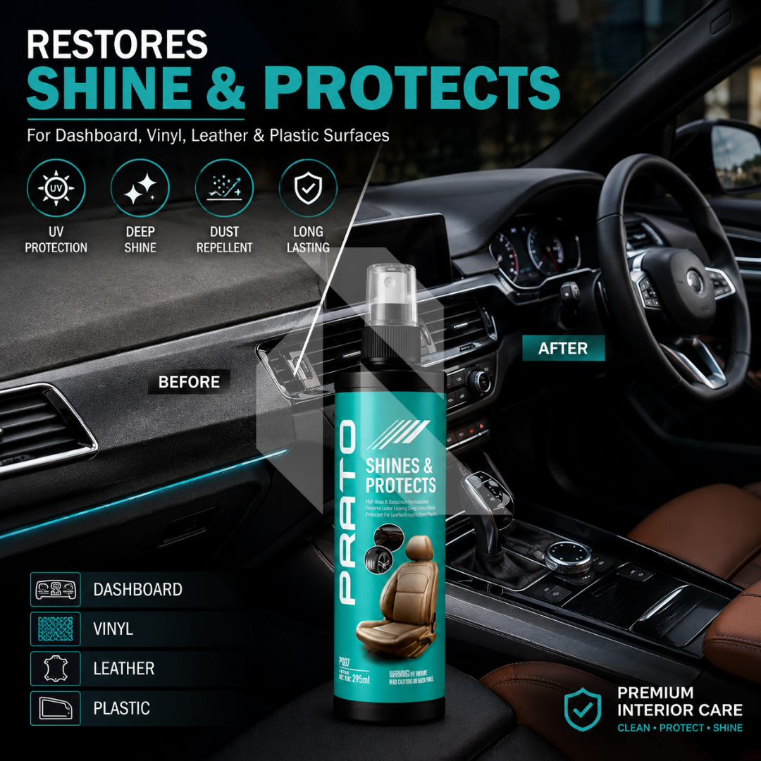 PRATO Shines & Protects 295ml – Interior Protectant for Dashboard, Leather, Vinyl & Plastic