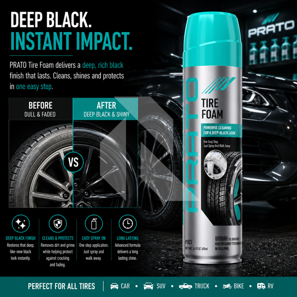 PRATO Tire Foam 650ml – Instant Tire Cleaner