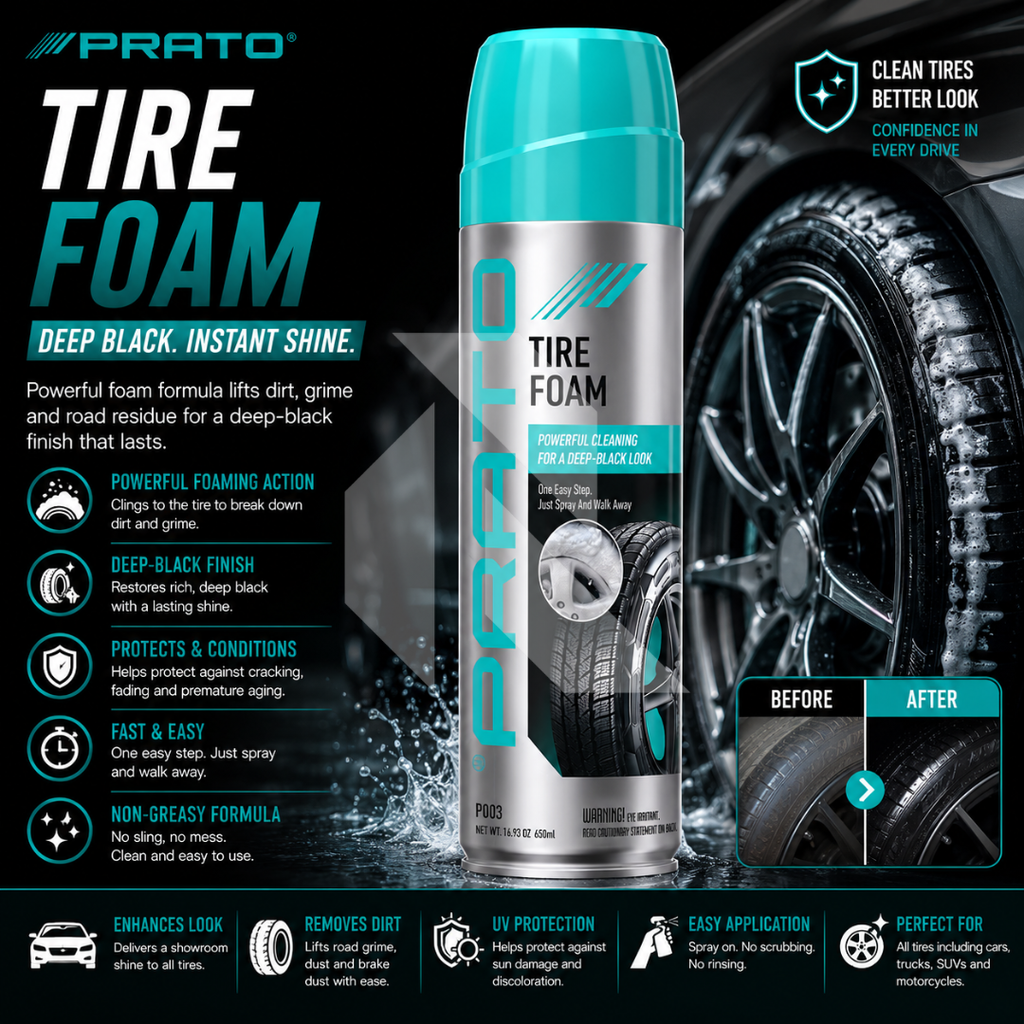 PRATO Tire Foam 650ml – Instant Tire Cleaner