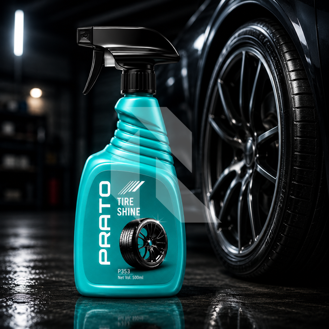 PRATO Tire Shine 500ML – Instant Tire Gloss & Rubber Protection Spray for Deep Black Finish