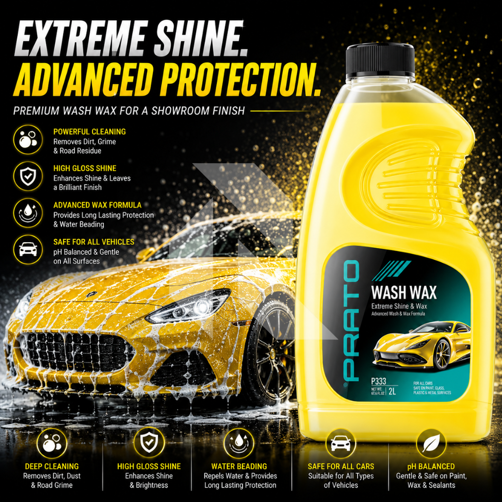 PRATO Wash & Wax 2L – Car Wash Shampoo with Wax for Deep Cleaning & Brilliant Shine