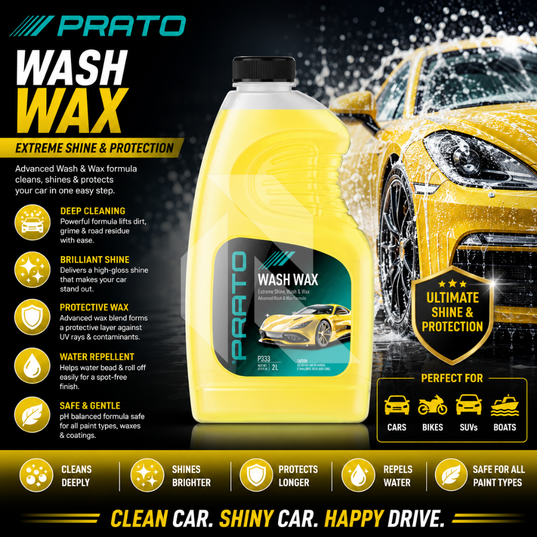 PRATO Wash & Wax 2L – Car Wash Shampoo with Wax for Deep Cleaning & Brilliant Shine