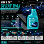 PRATO Wax & Dry Spray Wax 500ML – Quick Shine Spray Wax for Instant Gloss & Paint Protection