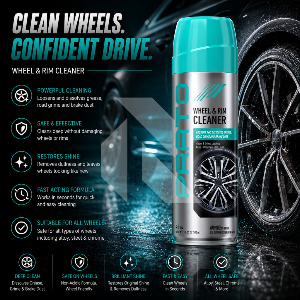 PRATO Wheel & Rim Cleaner 500ML – Powerful Alloy Wheel, Rim & Tire Cleaning Spray