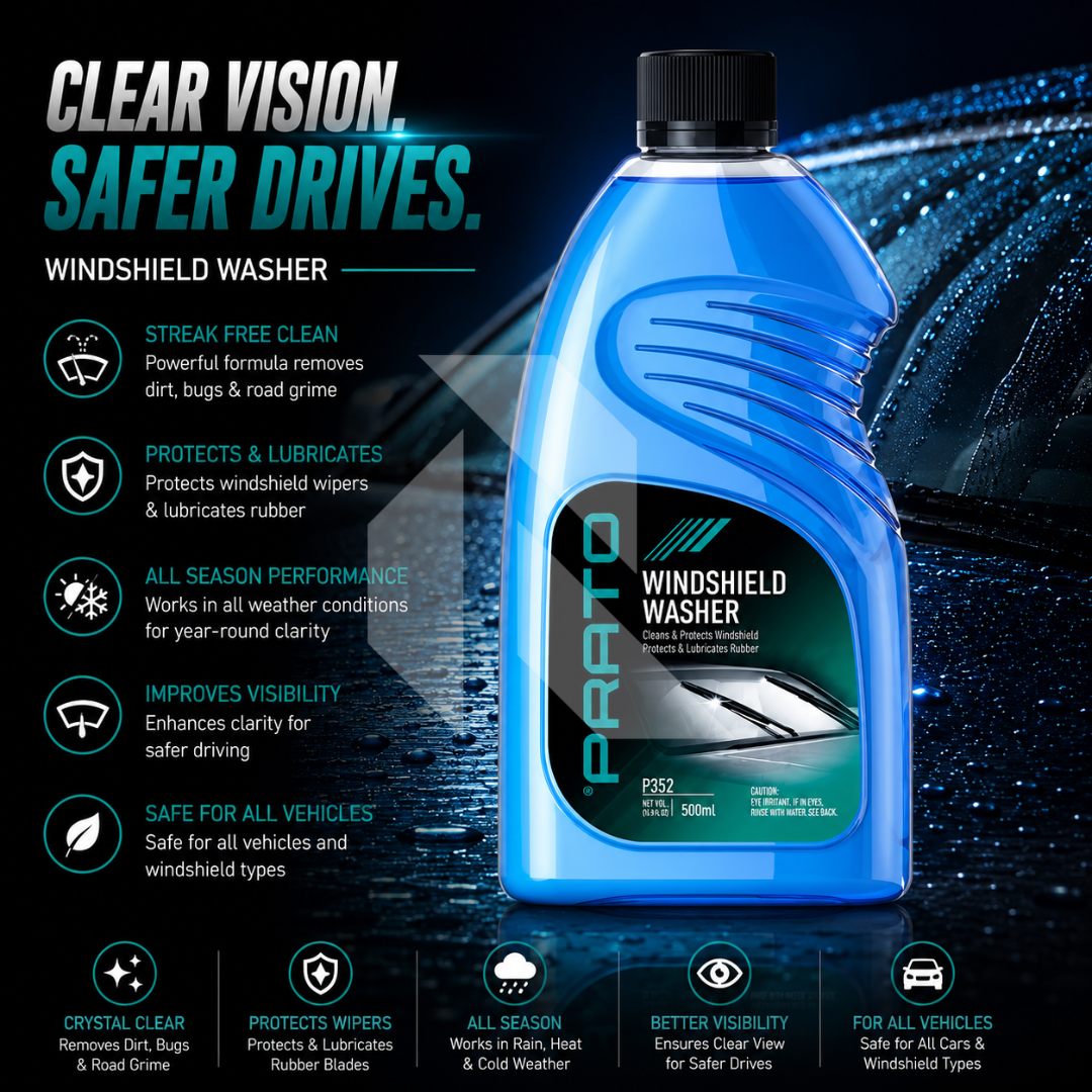PRATO Windshield Washer 500ML – Car Glass Cleaner & Wiper-Friendly Windshield Cleaning Fluid