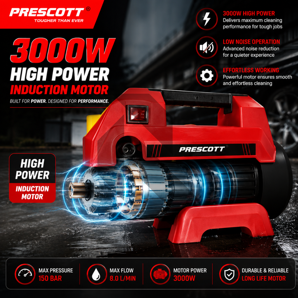 Prescott Expert Series Pressure Washer 170 Bar 3000W Induction Motor Free 100ML Shampoo