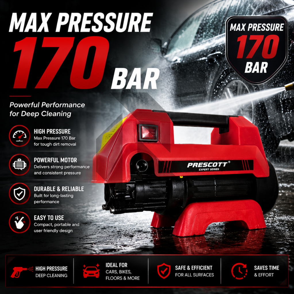 Prescott Expert Series Pressure Washer 170 Bar 3000W Induction Motor Free 100ML Shampoo
