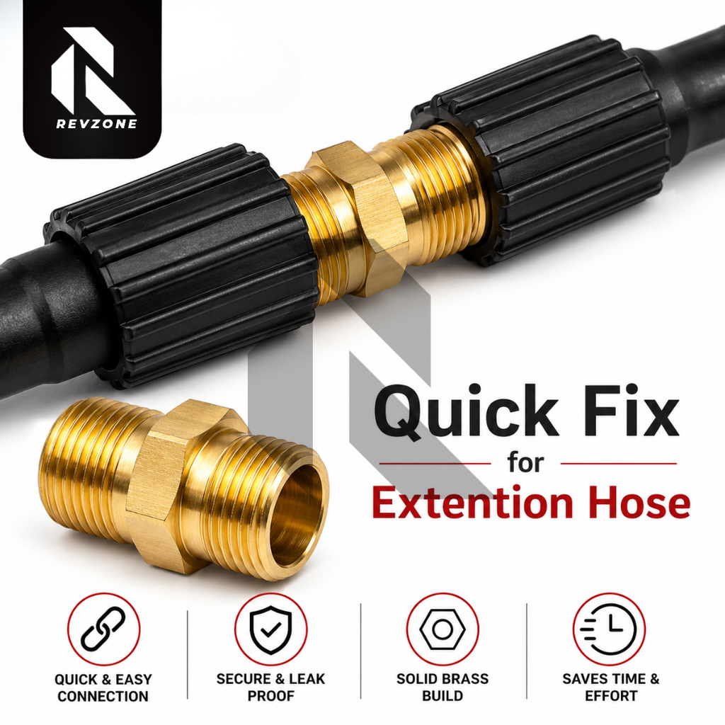 Pressure Washer Pipe Extension Connector M22-15mm – Brass Hose Joiner for Pressure Washer Hoses