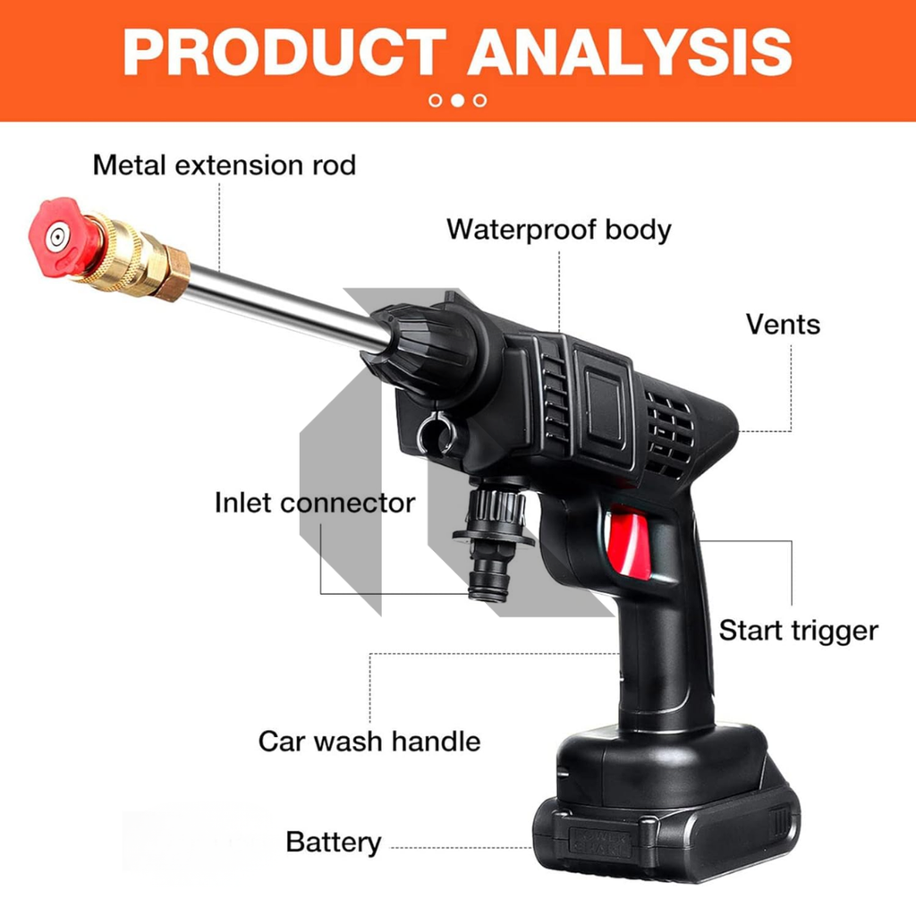 24V Double Battery Cordless Pressure Washer – Portable High Pressure Washer with Free 100ml Shampoo