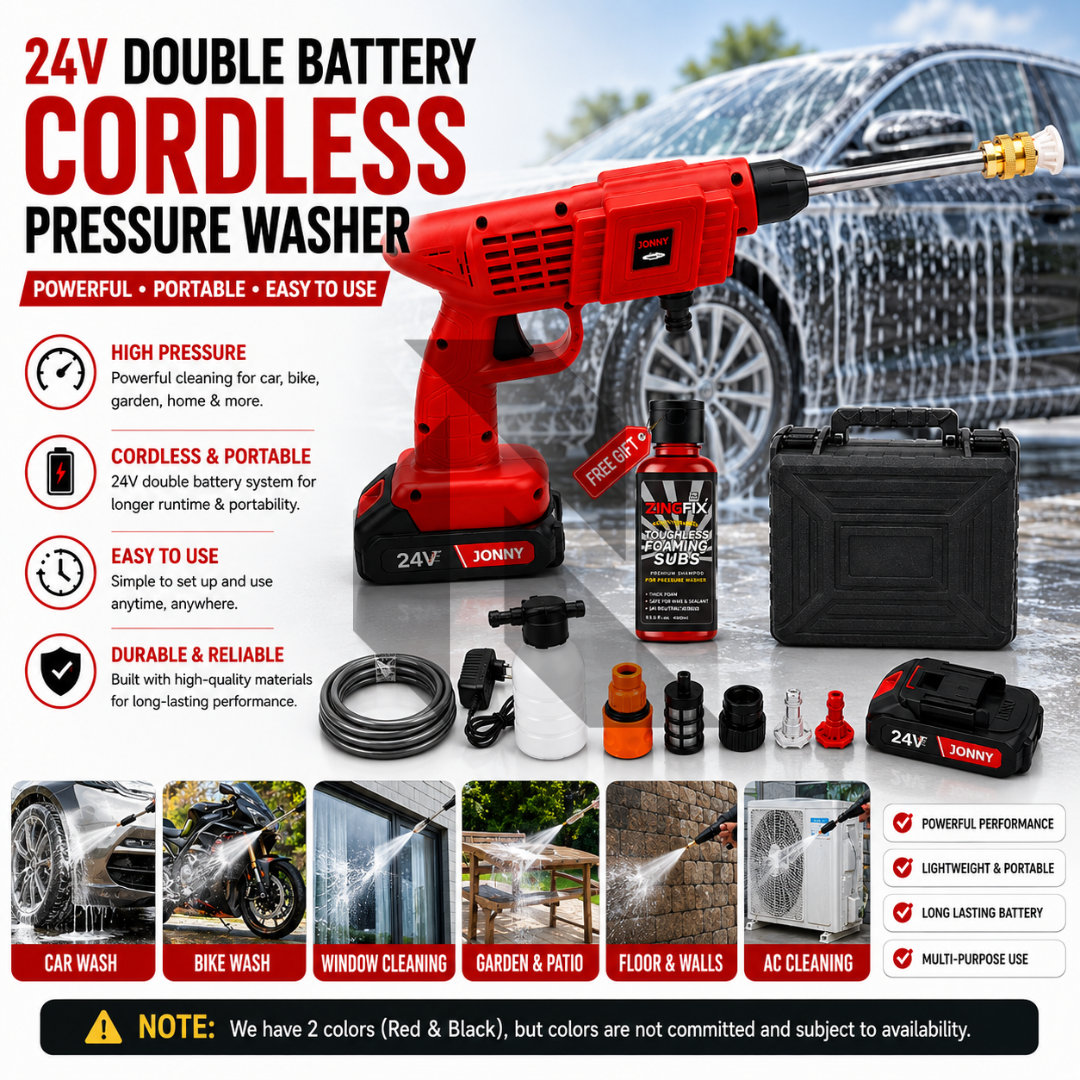 24V Double Battery Cordless Pressure Washer – Portable High Pressure Washer with Free 100ml Shampoo Main image