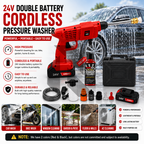 24V Double Battery Cordless Pressure Washer – Portable High Pressure Washer with Free 100ml Shampoo