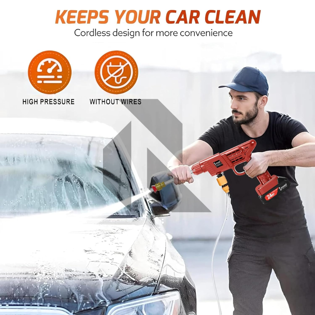 24V Double Battery Cordless Pressure Washer – Portable High Pressure Washer with Free 100ml Shampoo