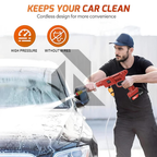 24V Double Battery Cordless Pressure Washer – Portable High Pressure Washer with Free 100ml Shampoo