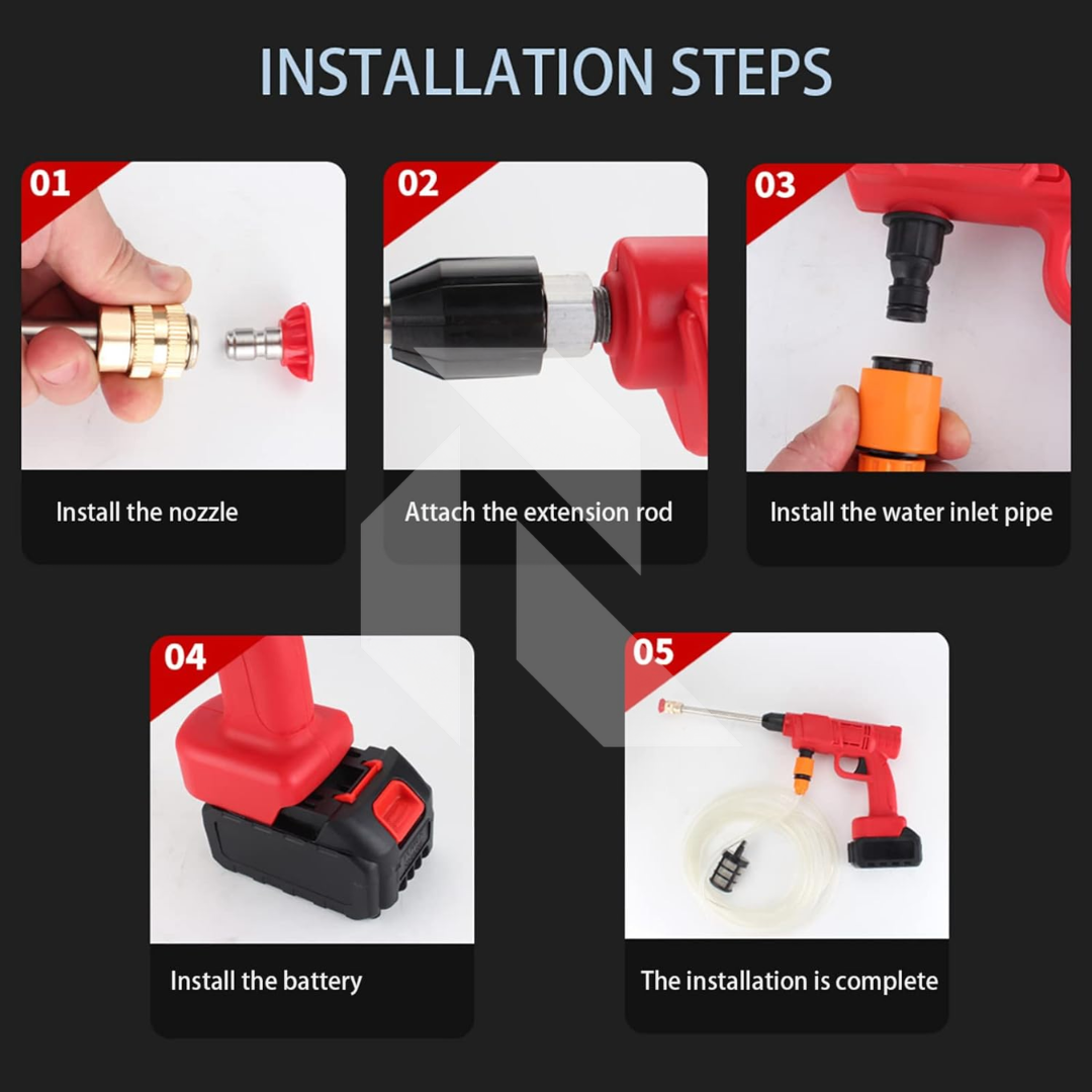24V Double Battery Cordless Pressure Washer – Portable High Pressure Washer with Free 100ml Shampoo