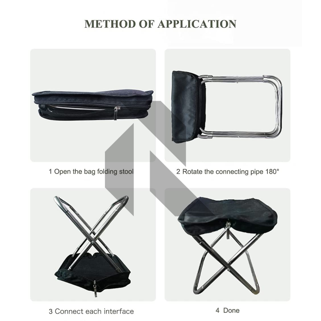 Portable Folding Camping Stool – Lightweight Aluminum Foldable Chair with Carry Bag for Outdoor