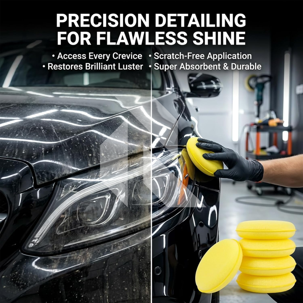 Premium Round Foam Applicator Pad – Ultra Soft Wax & Polish Sponge for Car Detailing