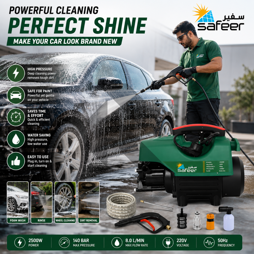 Safeer 95S7 High Pressure Washer 140 BAR 2800 RPM + Free Scratch Removal Wax