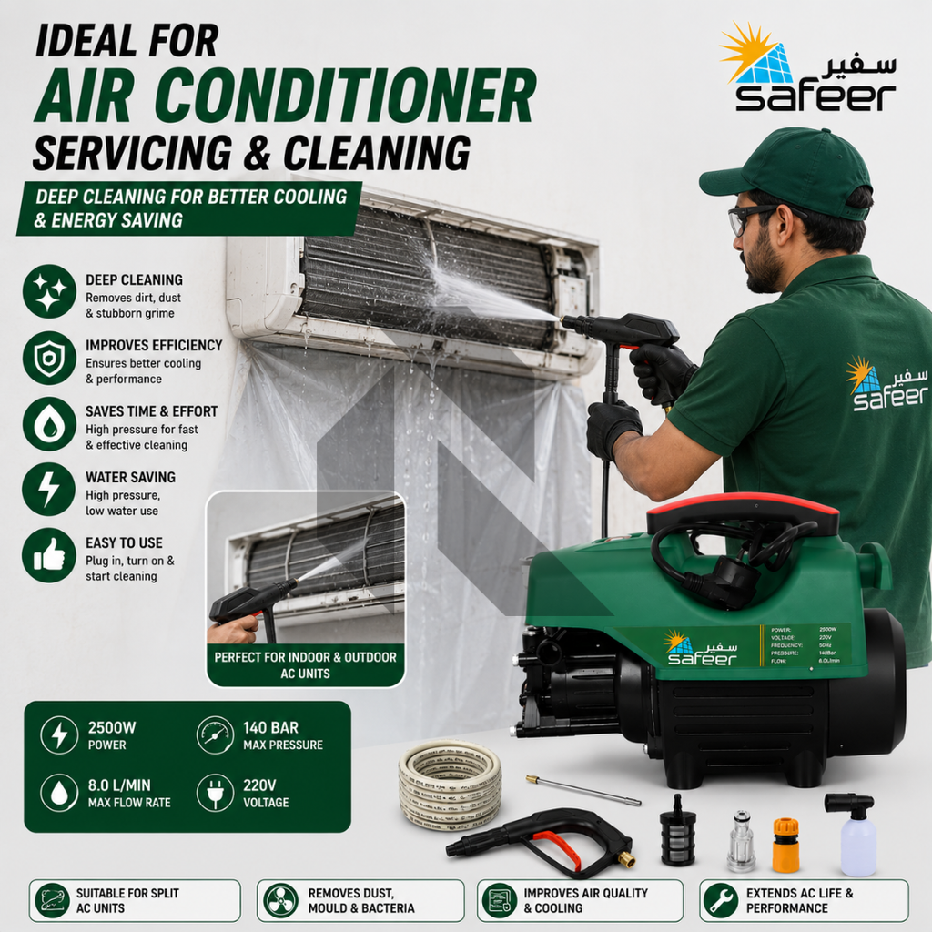 Safeer 95S7 High Pressure Washer 140 BAR 2800 RPM + Free Scratch Removal Wax
