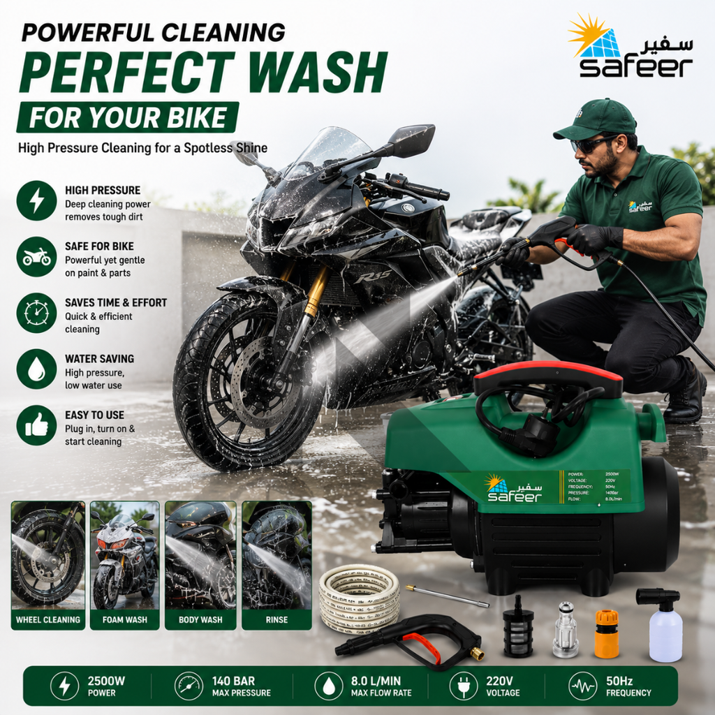 Safeer 95S7 High Pressure Washer 140 BAR 2800 RPM + Free Scratch Removal Wax