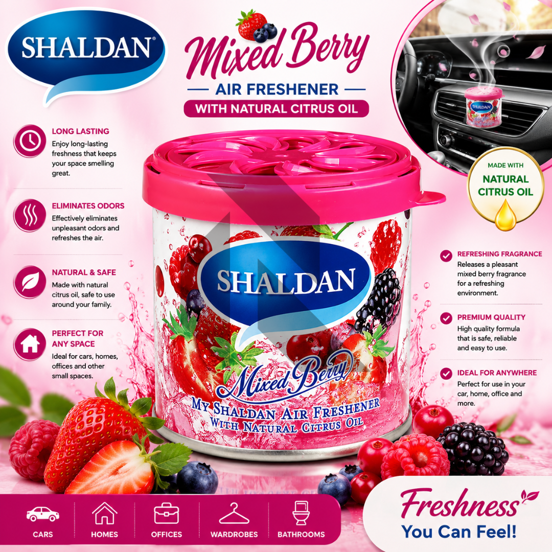 Shaldan Mixed Berry Car Air Freshener Can – Long Lasting Gel Air Freshener for Car, Home & Office