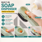 Car Soap Dispensing Cleaning Brush – Built-In Soap Dispenser Scrub Brush for Car Interior & Exterior