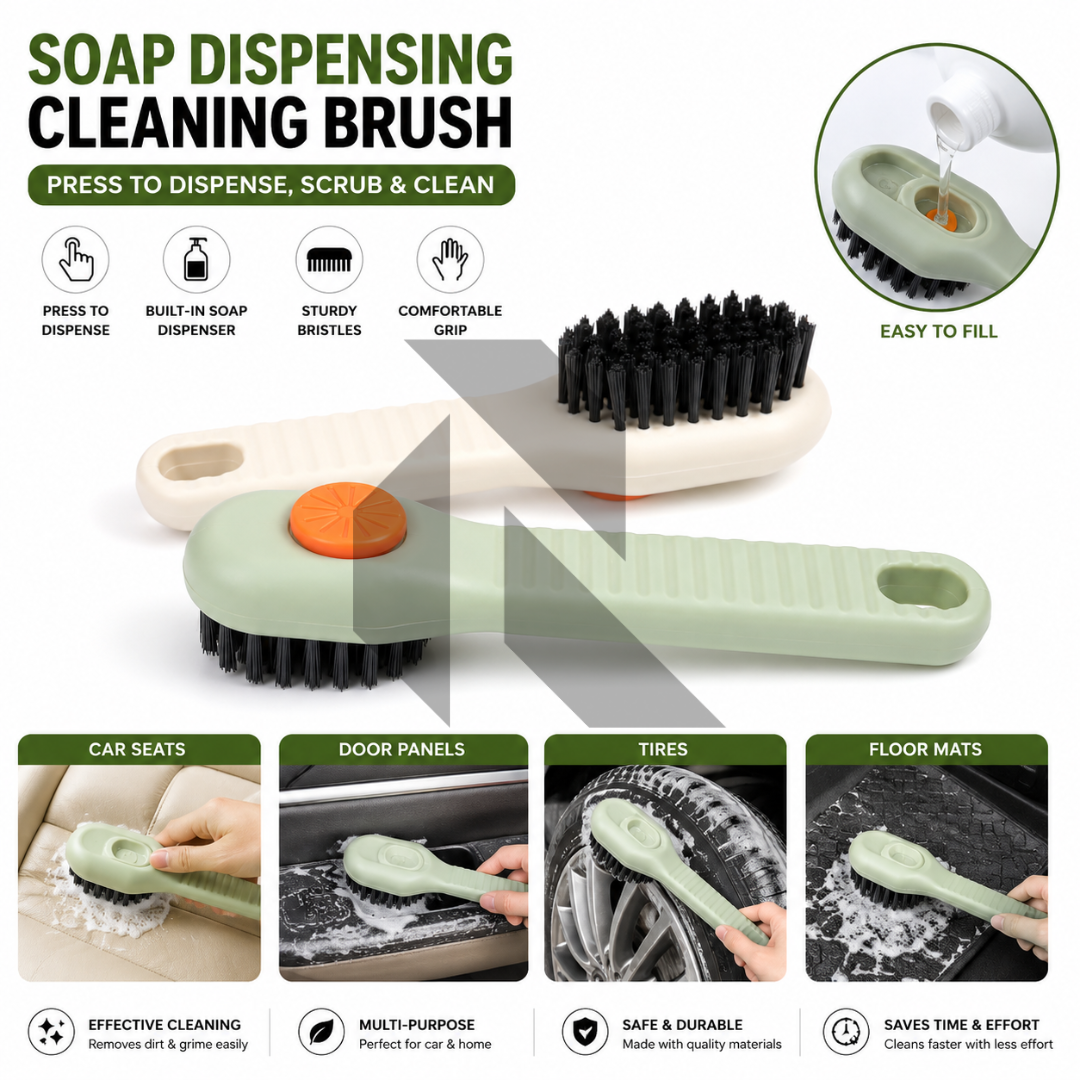 Car Soap Dispensing Cleaning Brush – Built-In Soap Dispenser Scrub Brush for Car Interior & Exterior Main image