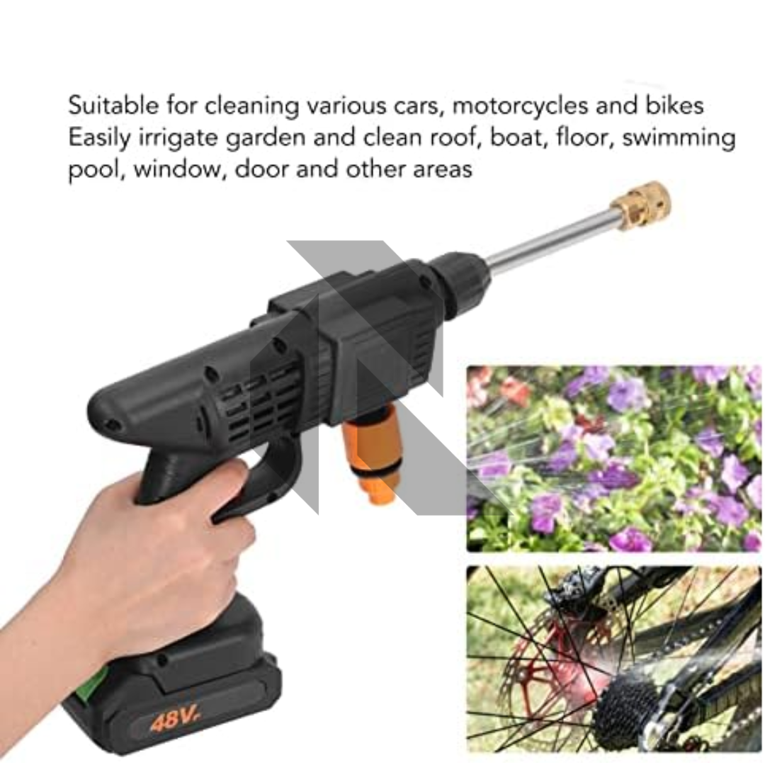 48V Cordless High Pressure Washer – Rechargeable Car Washer with Single Battery Free 100ML Shampoo
