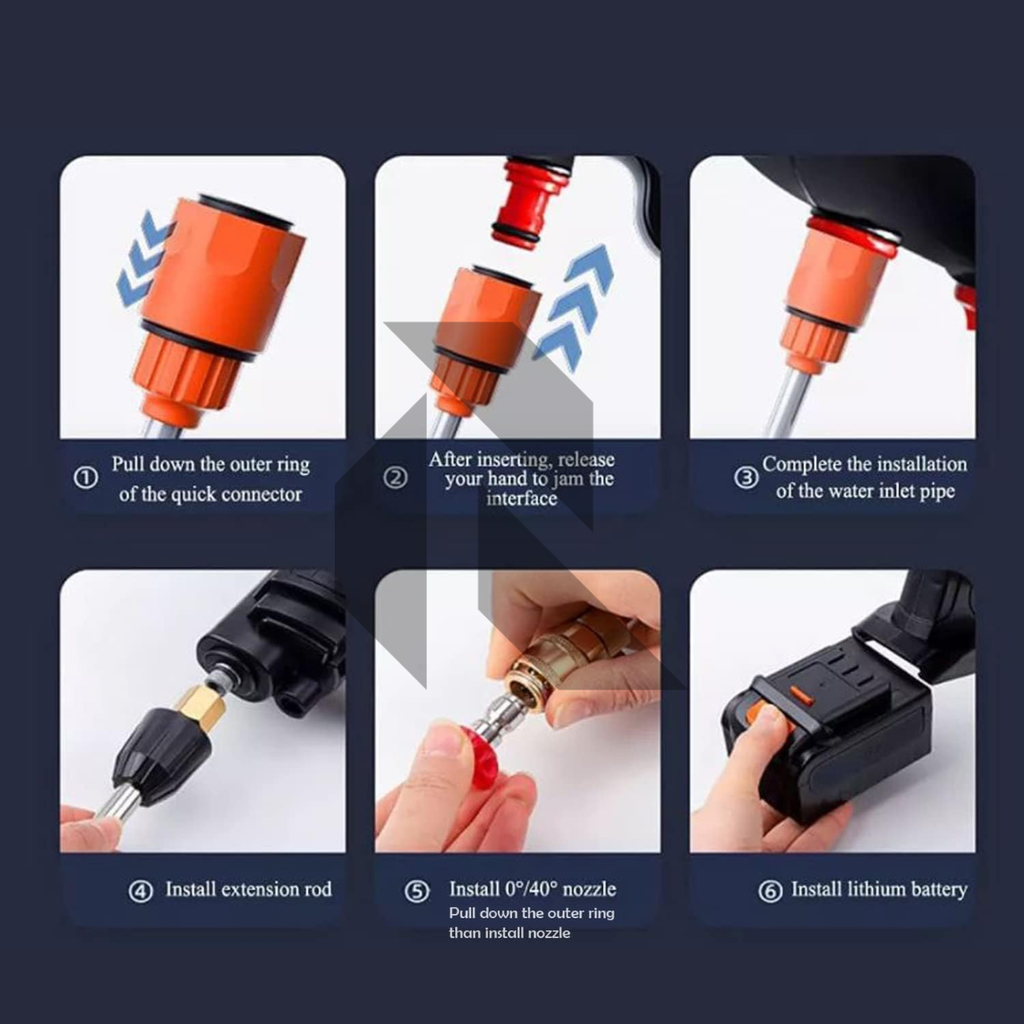 48V Cordless High Pressure Washer – Rechargeable Car Washer with Single Battery Free 100ML Shampoo
