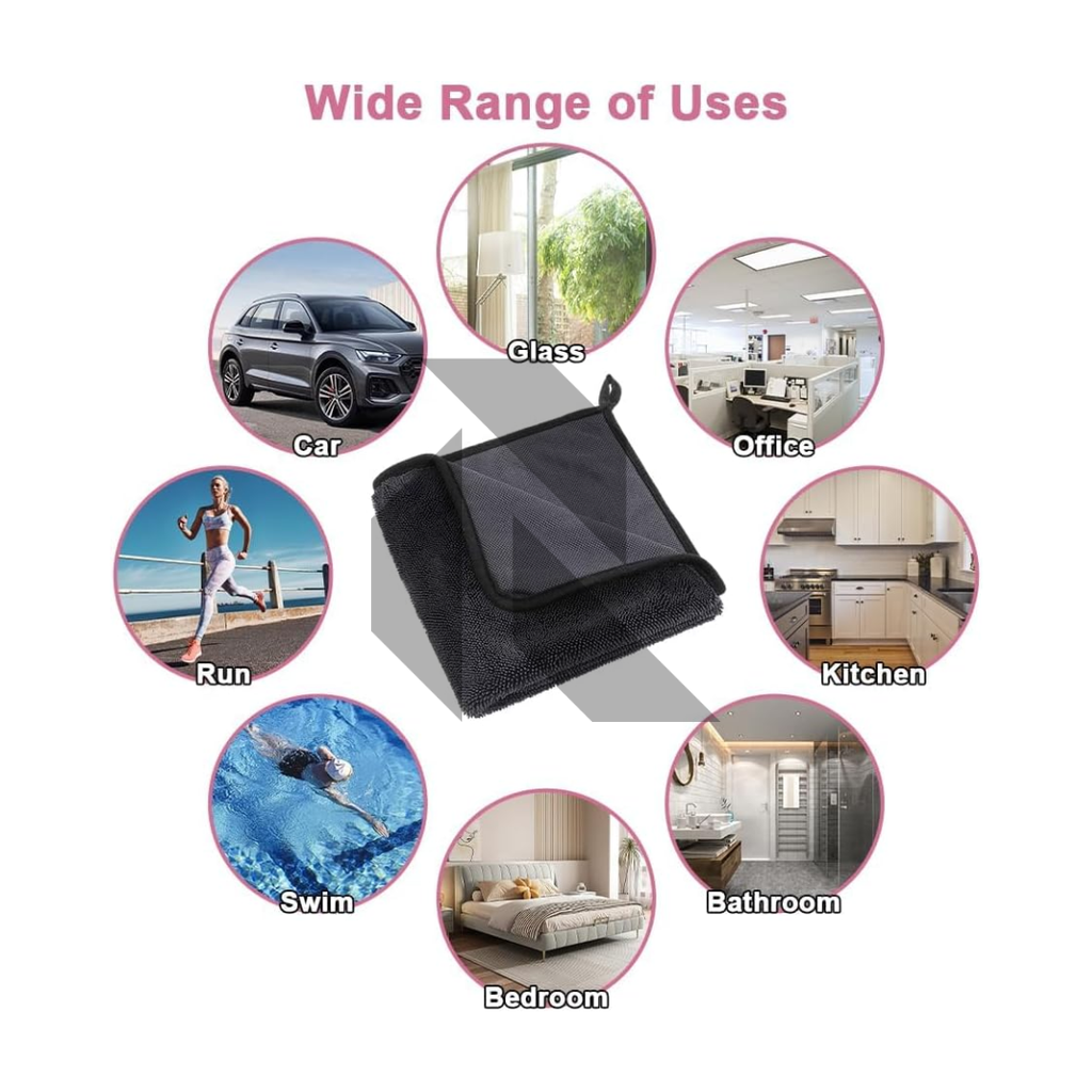 Single Twisted Loop Microfiber Drying Towel 600GSM