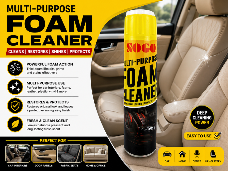 Sogo Multi-Purpose Foam Cleaner 650ML – Car Interior Foam Cleaner for Seats, Upholstery, Dashboard