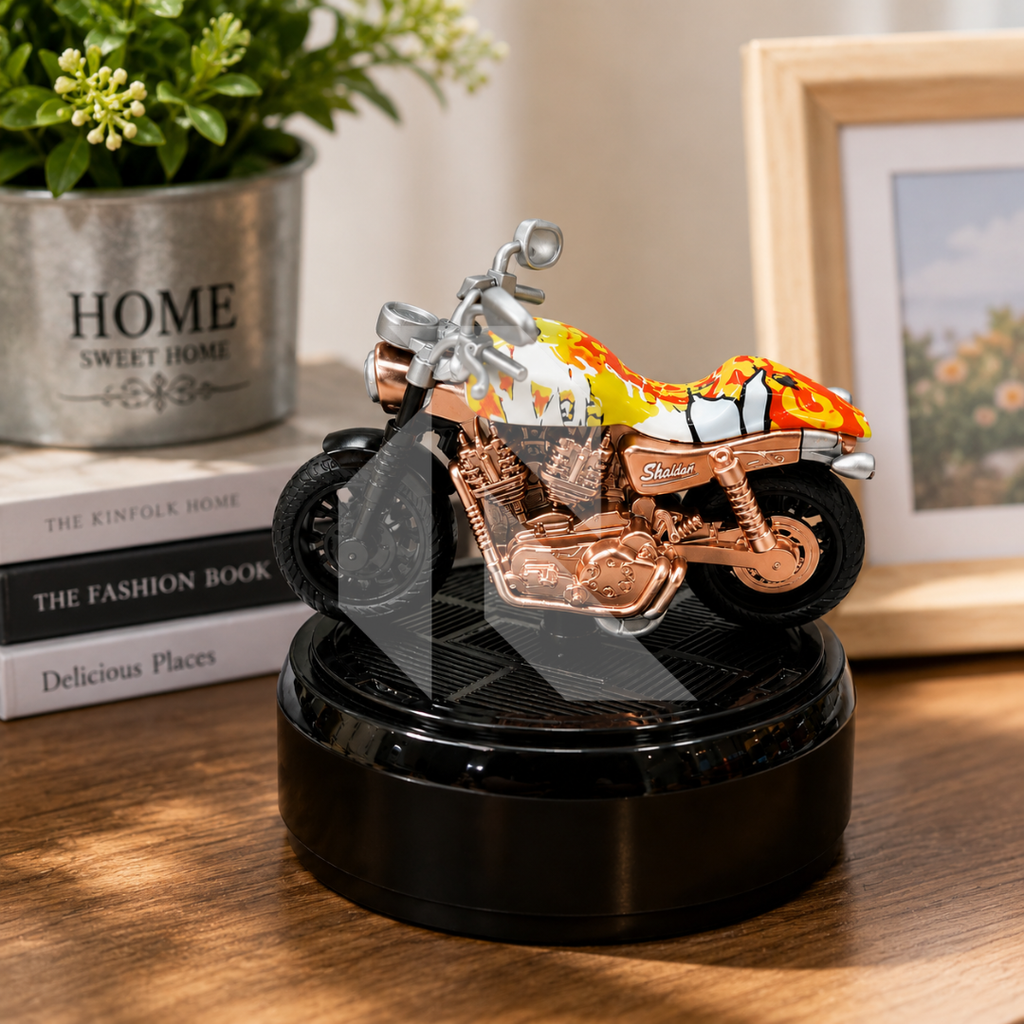 Solar Powered Motorcycle Car Air Freshener – Rotating Aromatherapy Perfume Diffuser Dashboard
