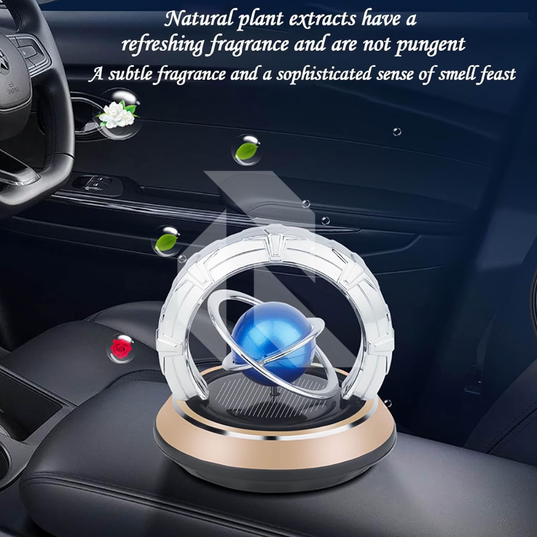 Car Solar Rotating Galaxy Aromatherapy Diffuser – Automobile Double Ring Solar Perfume Diffuser