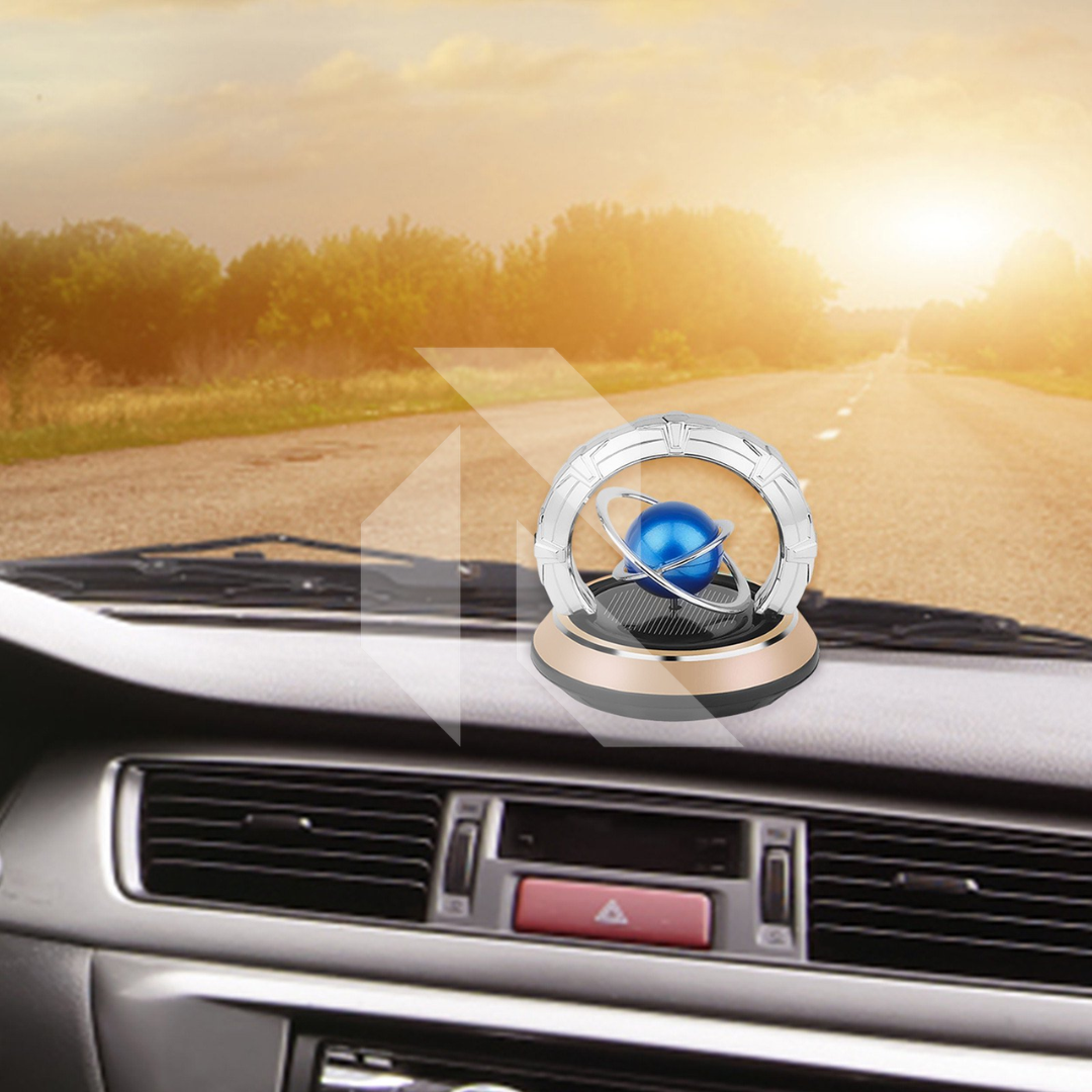 Car Solar Rotating Galaxy Aromatherapy Diffuser – Automobile Double Ring Solar Perfume Diffuser